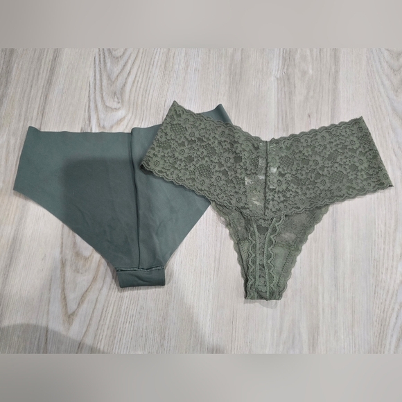 Aerie New Green Undies Lace Thong Seamless Cheeky Size XS - Picture 3 of 3